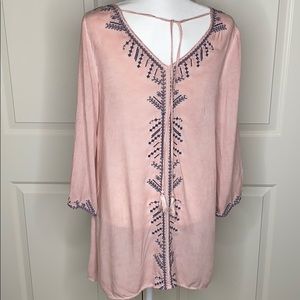 Altar’d State pink boho embroidery  tunic dress